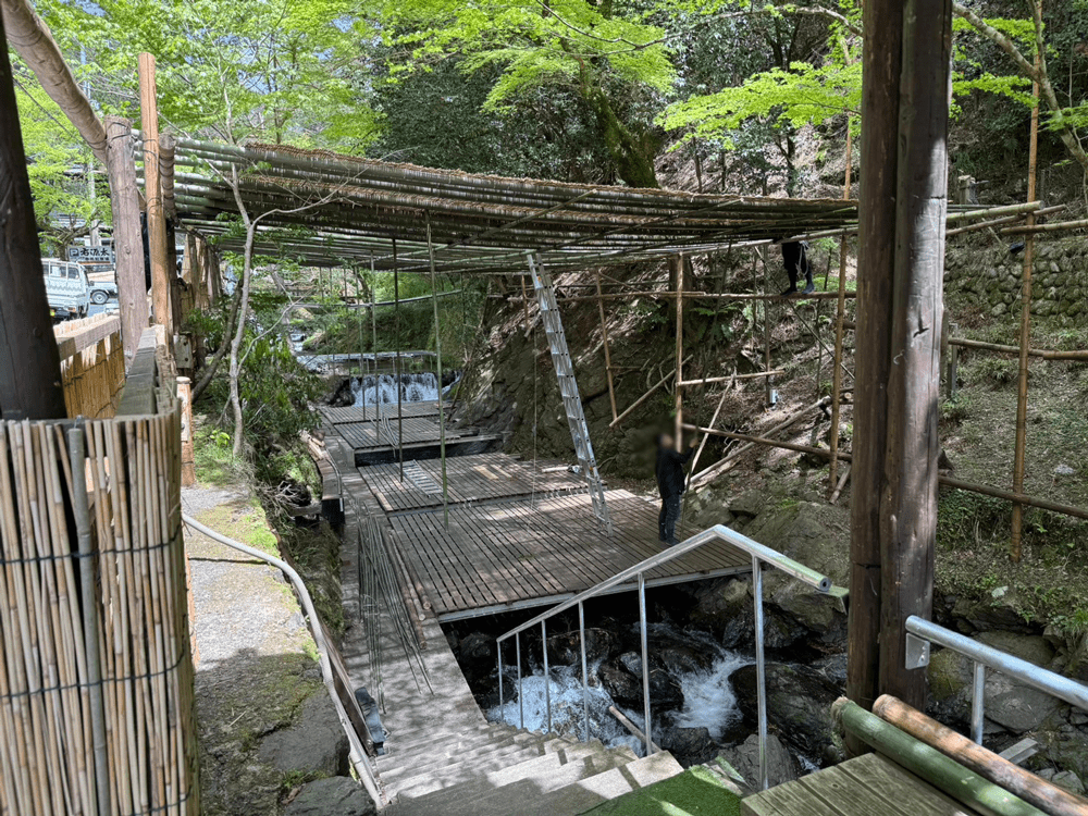 貴船川　川床準備